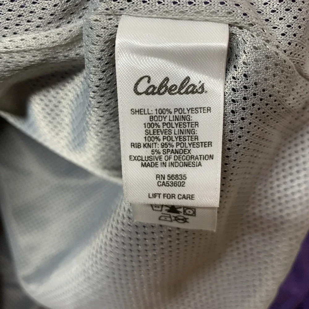 Cabela's Windbreaker Jacket Mens Size L Purple Gorpcore Outdoor Hunting V‎ Neck